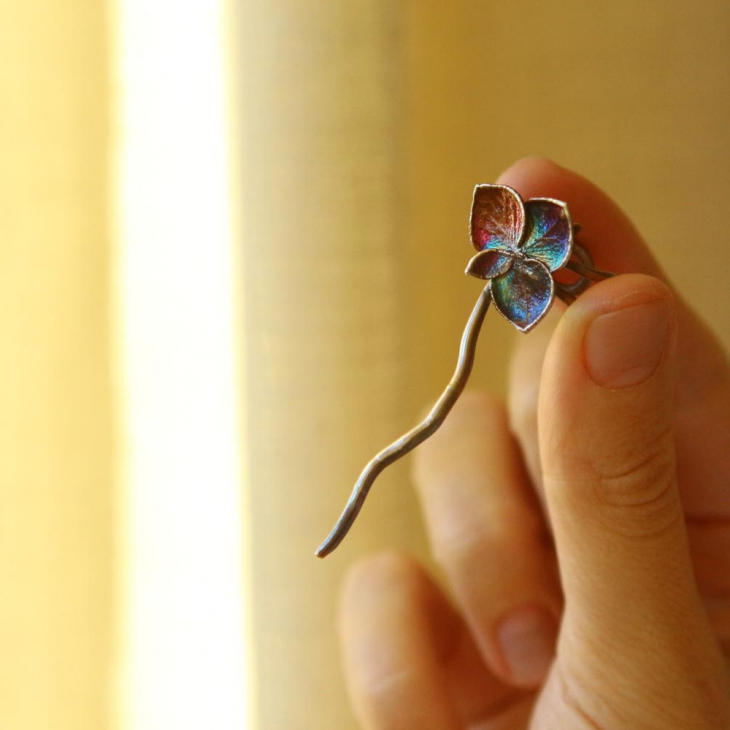 Cuff in silver, Hydrangea, фото 2